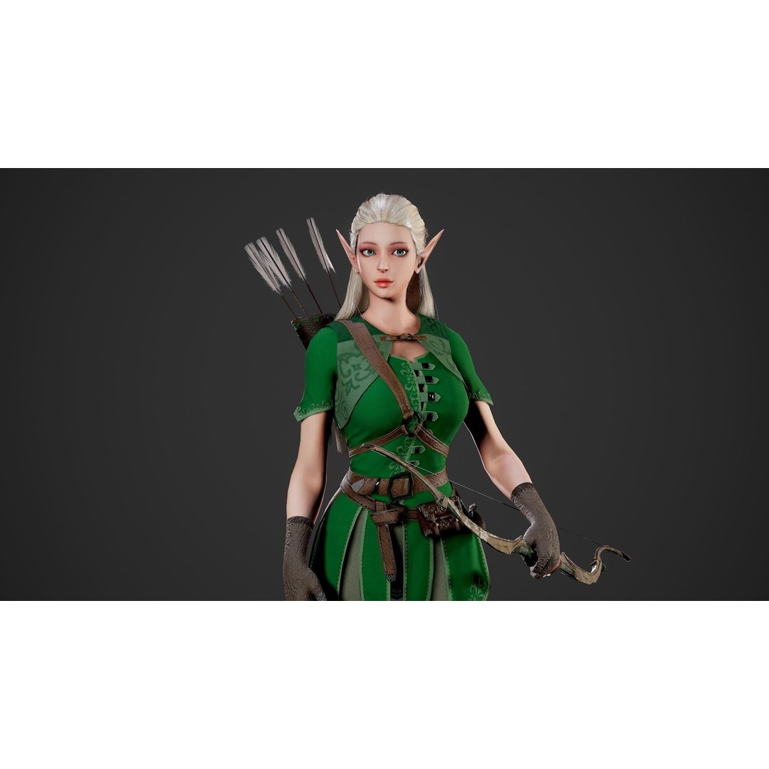 Archer Girl 3D Model – Low Poly Game Ready Character, FBX - View 21