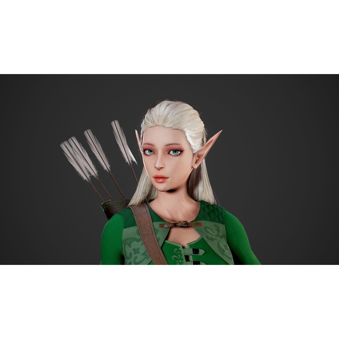 Archer Girl 3D Model – Low Poly Game Ready Character, FBX - View 25