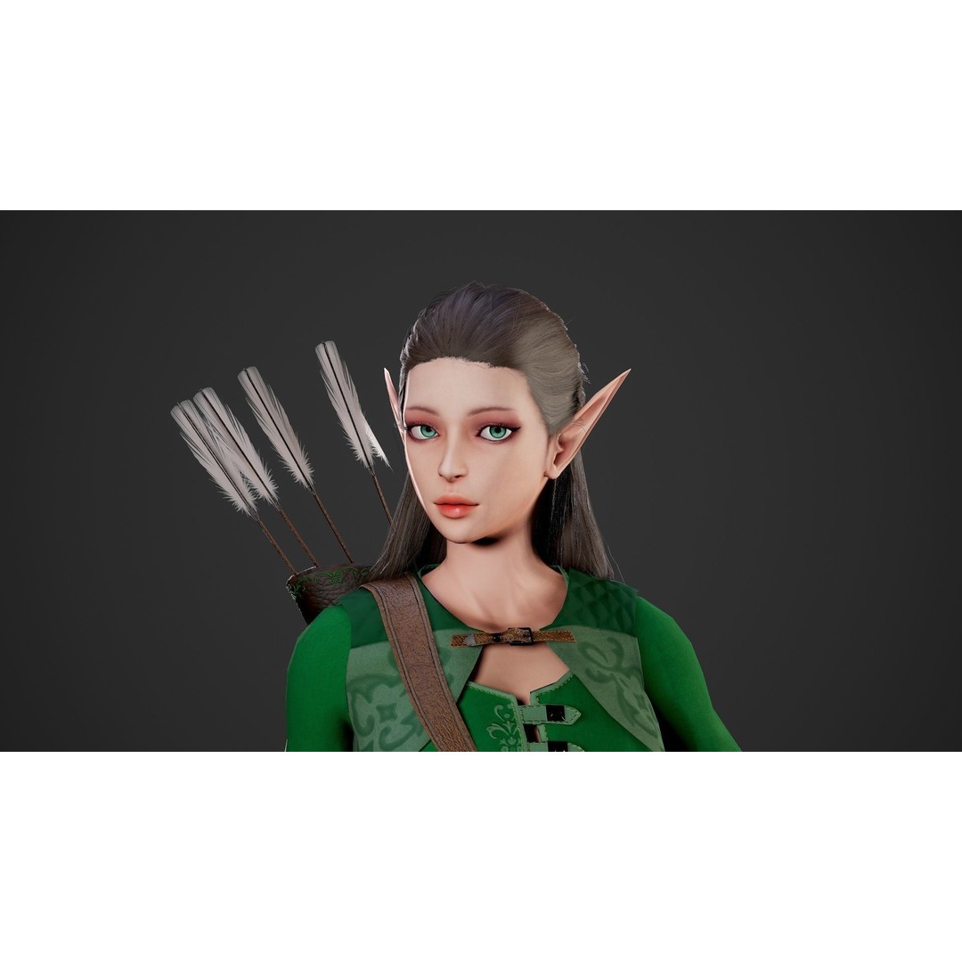 Archer Girl 3D Model – Low Poly Game Ready Character, FBX - View 26