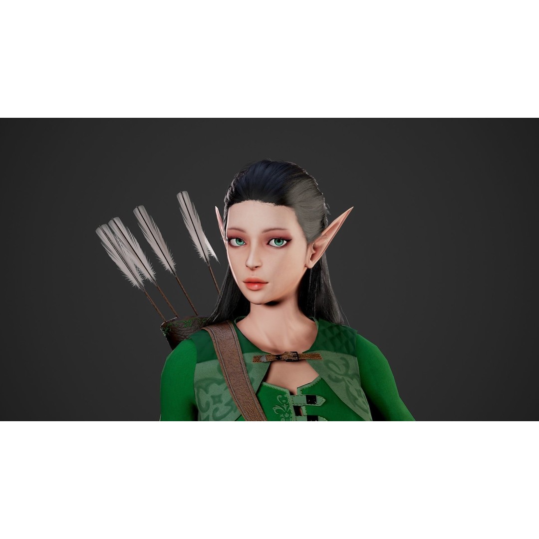 Archer Girl 3D Model – Low Poly Game Ready Character, FBX - View 27