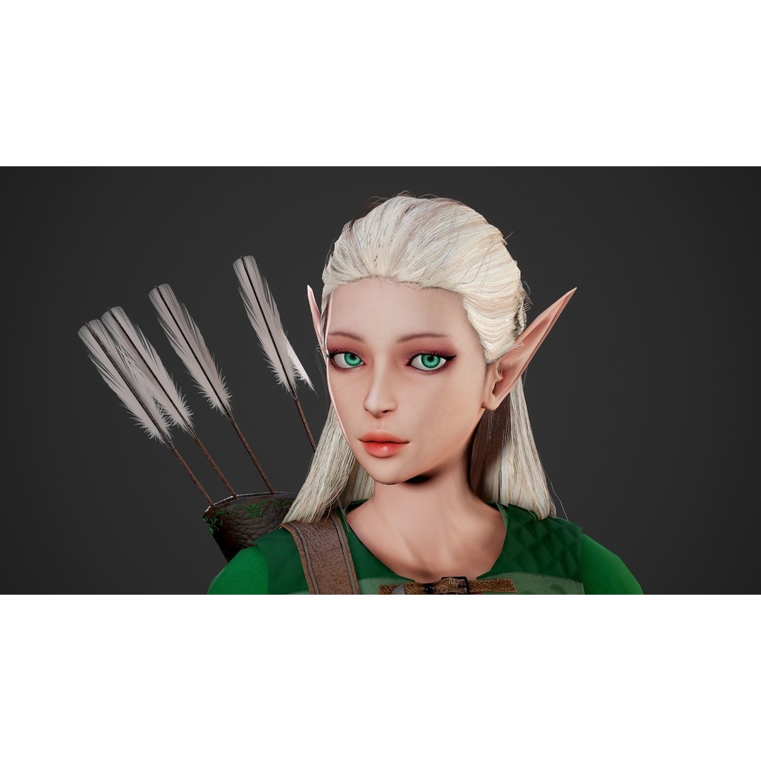 Archer Girl 3D Model – Low Poly Game Ready Character, FBX - View 31