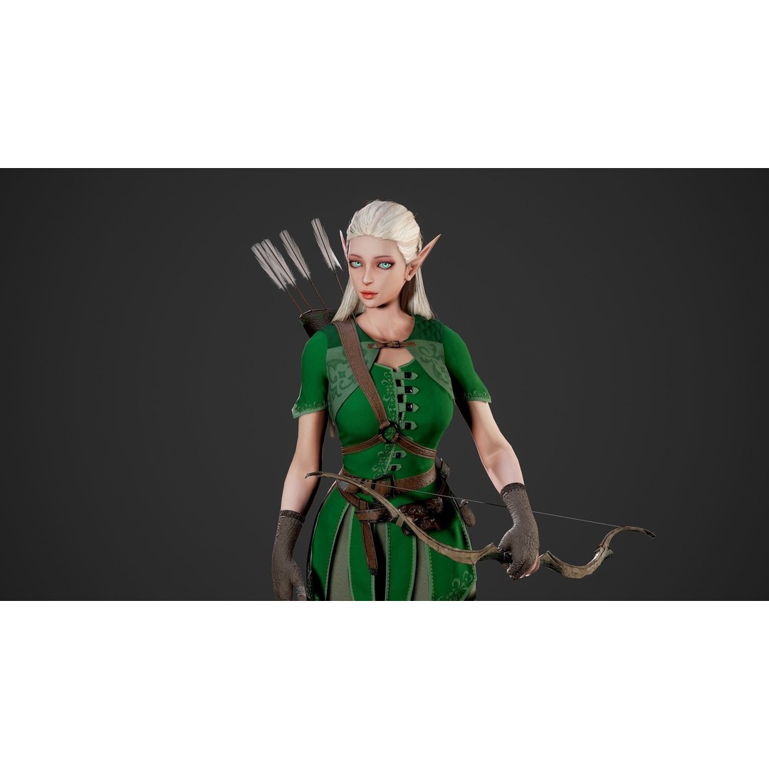 Archer Girl 3D Model – Low Poly Game Ready Character, FBX - View 33
