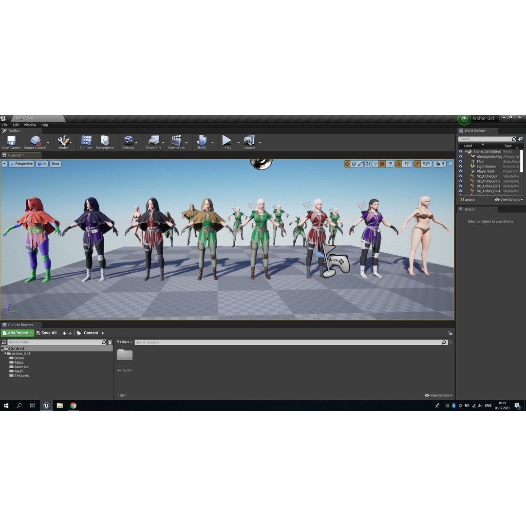 Archer Girl 3D Model – Low Poly Game Ready Character, FBX - View 35