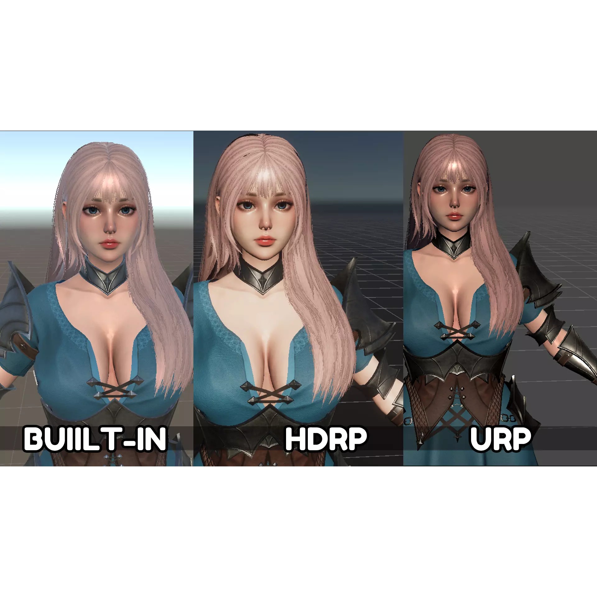 Knight Girl Elaine - Low-Poly Game-Ready 3D Model - View 18