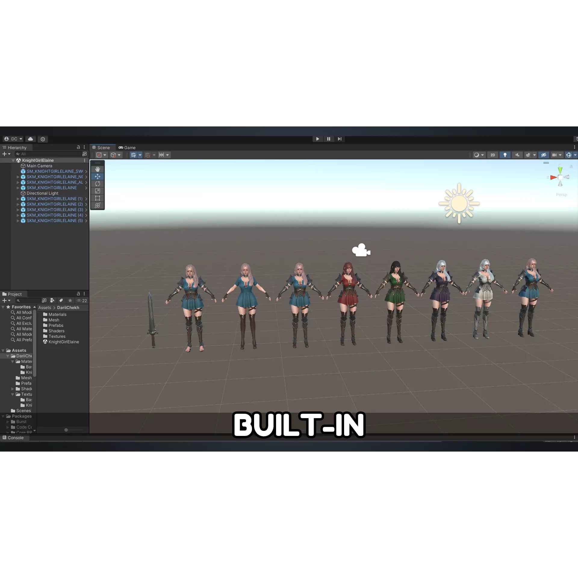 Knight Girl Elaine - Low-Poly Game-Ready 3D Model - View 19