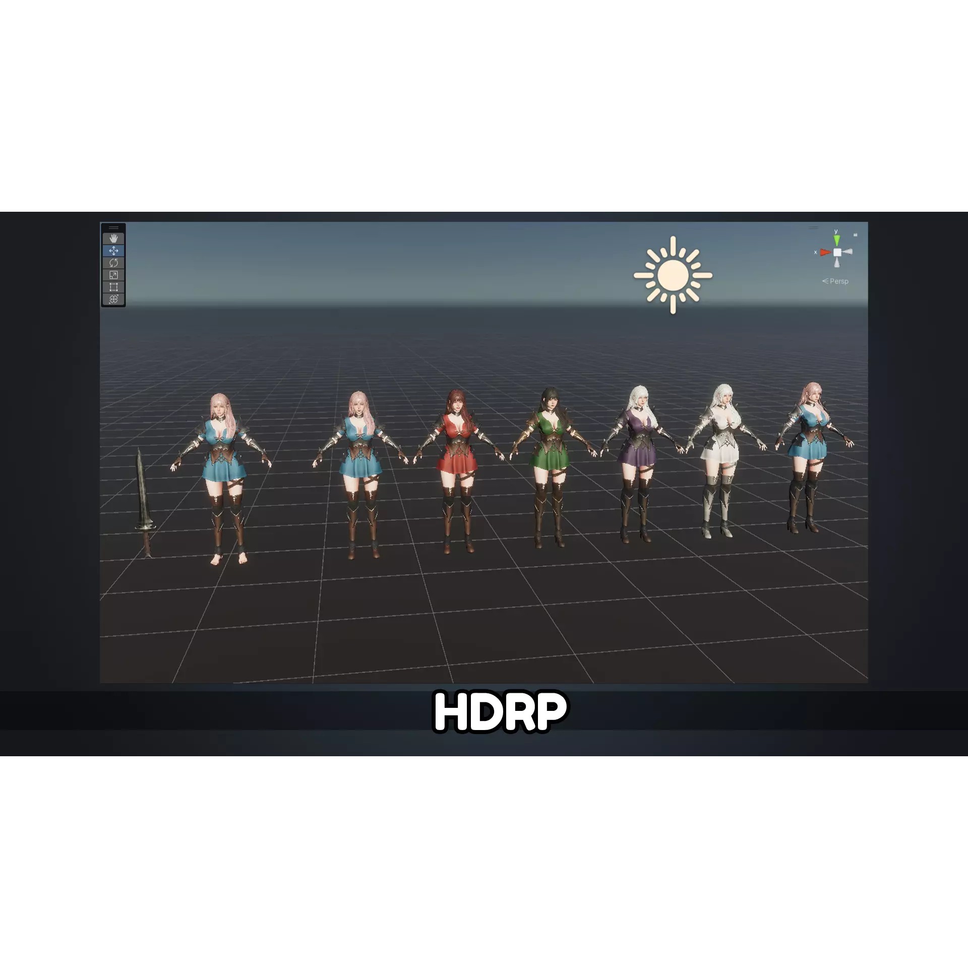 Knight Girl Elaine - Low-Poly Game-Ready 3D Model - View 24
