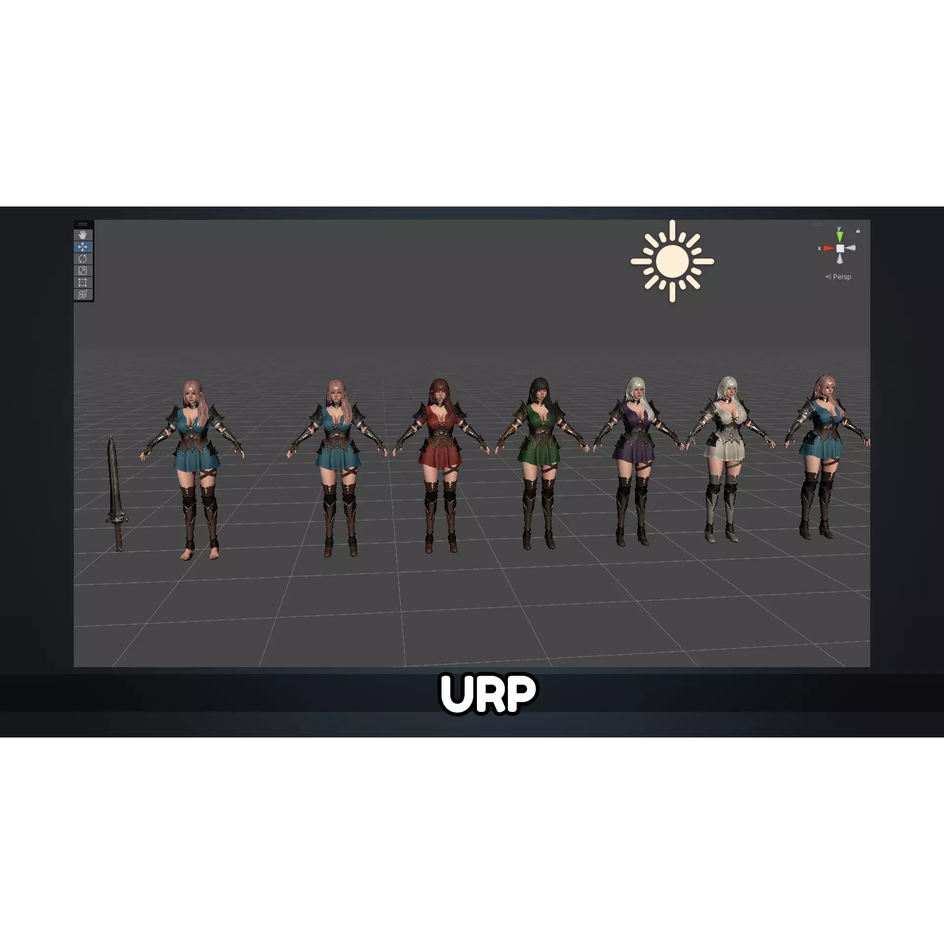 Knight Girl Elaine - Low-Poly Game-Ready 3D Model - View 27