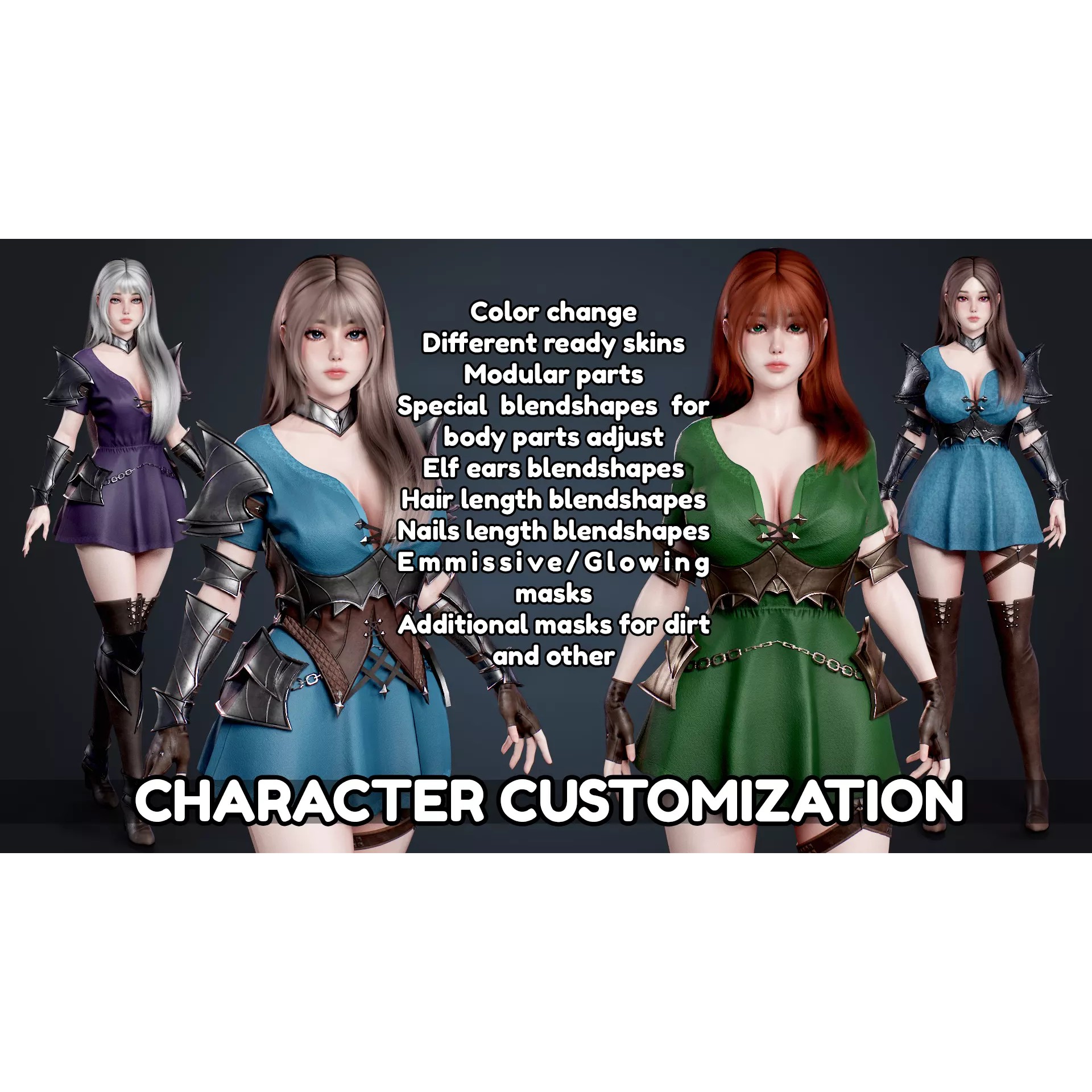 Knight Girl Elaine - Low-Poly Game-Ready 3D Model - View 7
