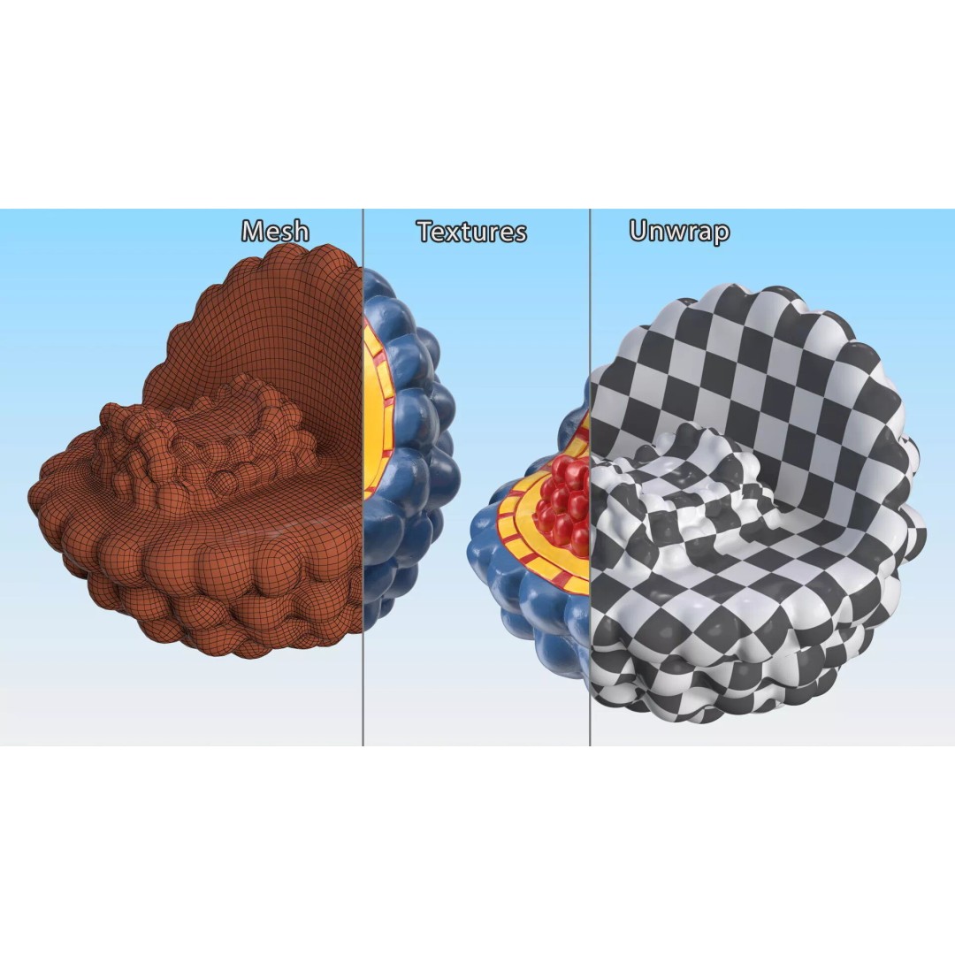 Half-Shell HIV Virus Structure 3D Model – PBR Textured Educational Asset, FBX - View 10