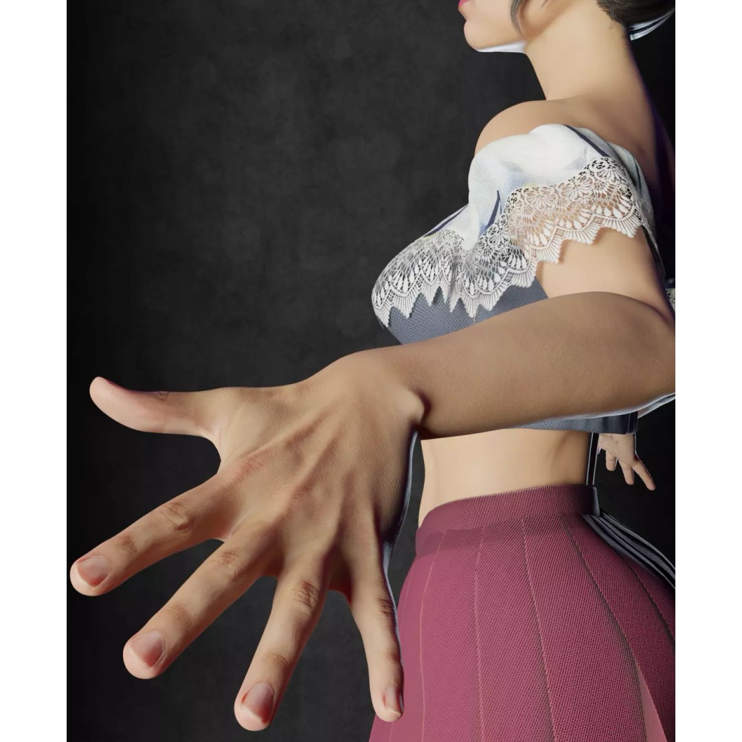 Wednesday Addams 3D Model – High Details Rigged Character, PBR 8K - View 10