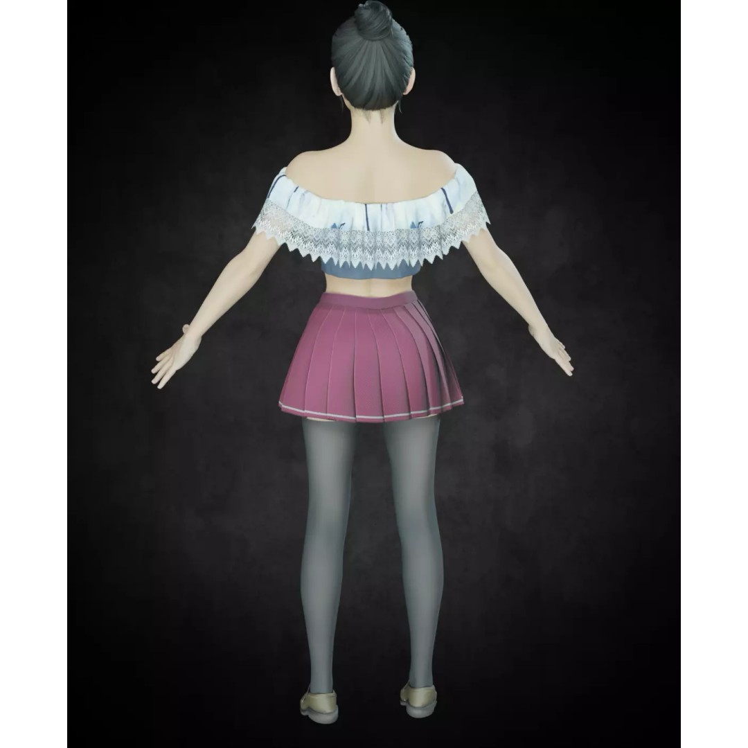 Wednesday Addams 3D Model – High Details Rigged Character, PBR 8K - View 12