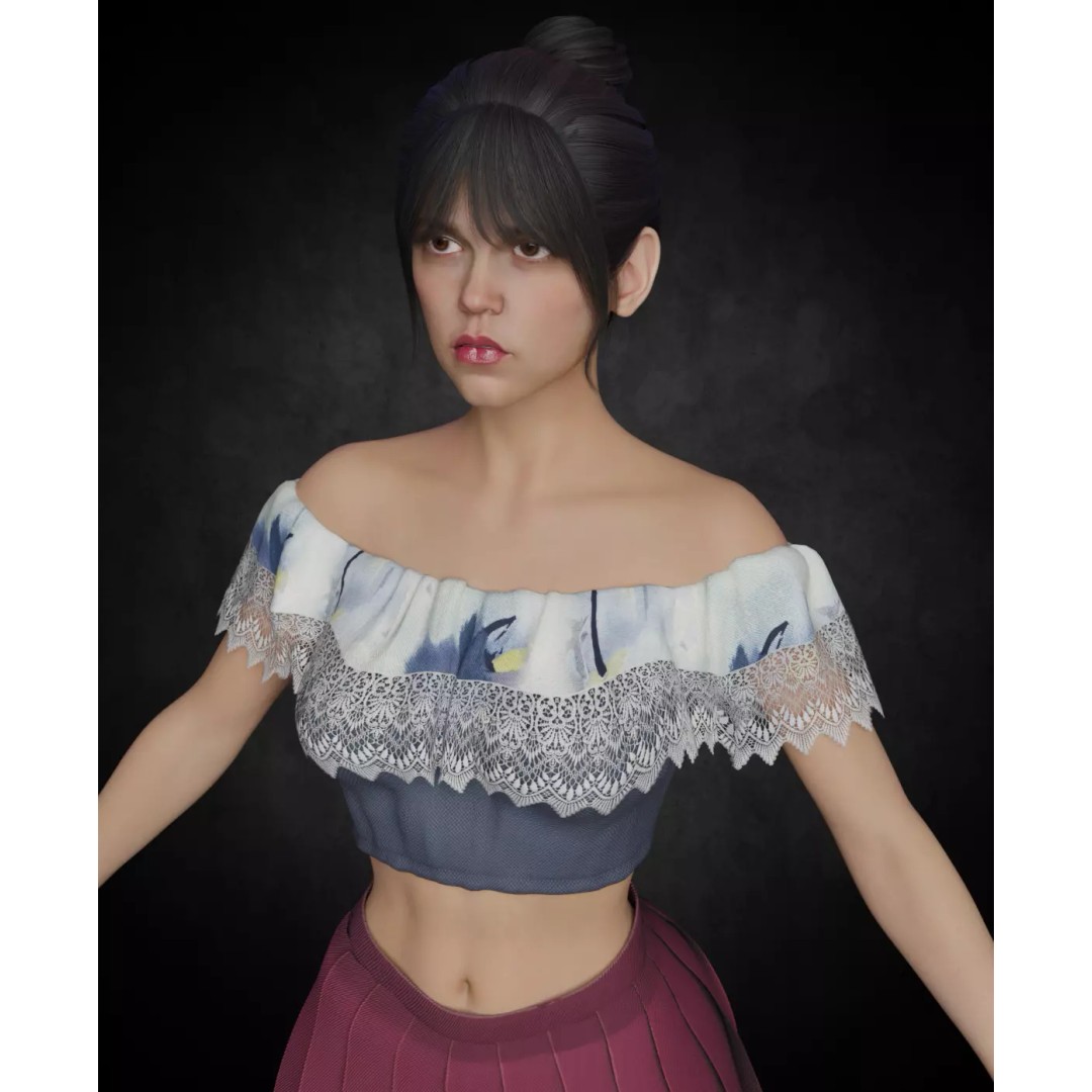 Wednesday Addams 3D Model – High Details Rigged Character, PBR 8K - View 13