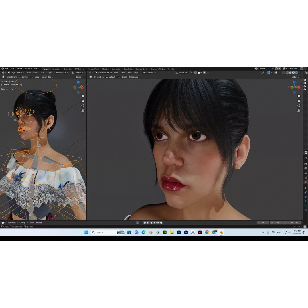 Wednesday Addams 3D Model – High Details Rigged Character, PBR 8K - View 17