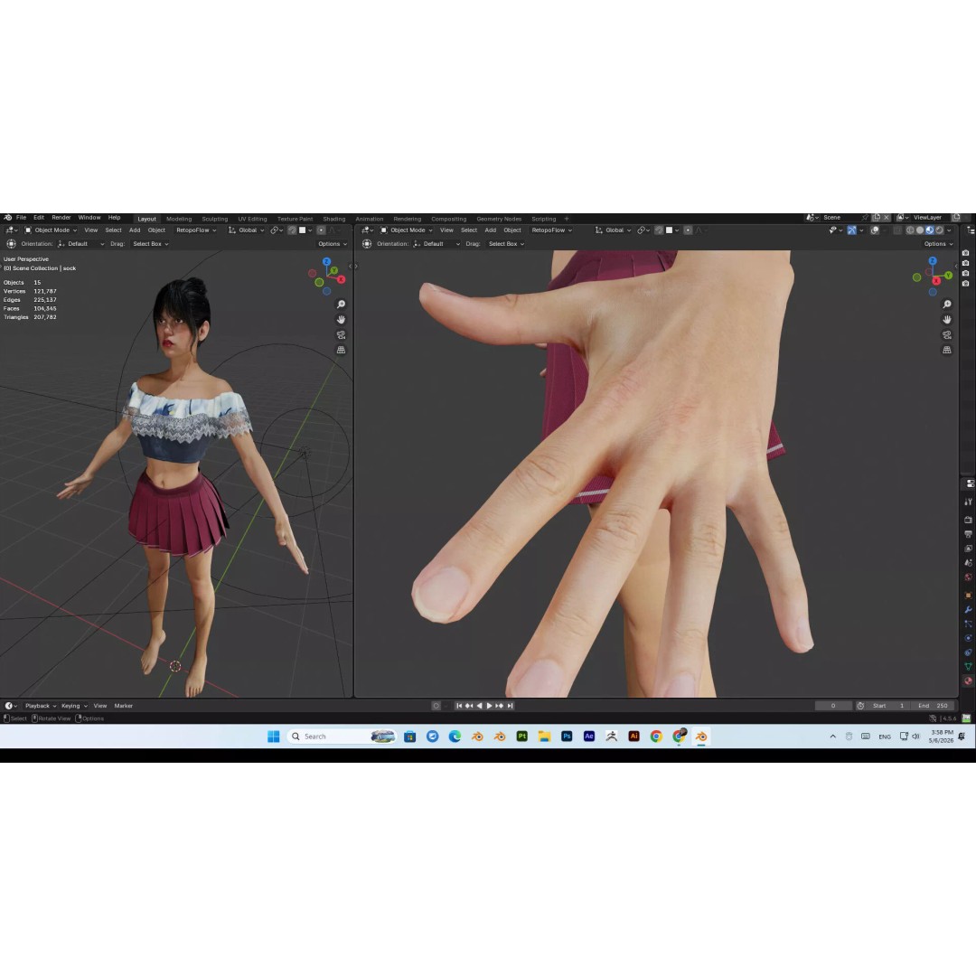 Wednesday Addams 3D Model – High Details Rigged Character, PBR 8K - View 19