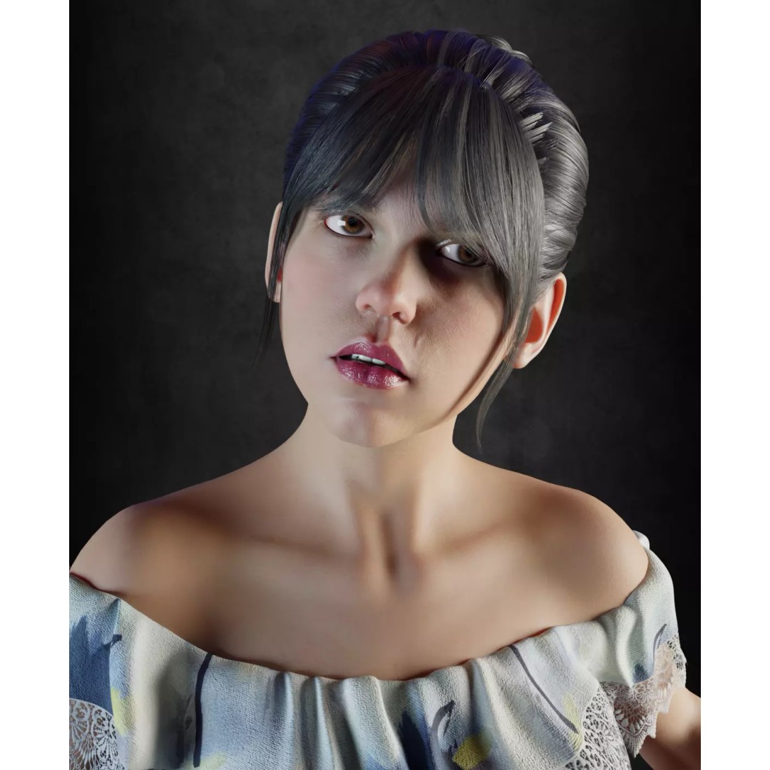Wednesday Addams 3D Model – High Details Rigged Character, PBR 8K - View 2