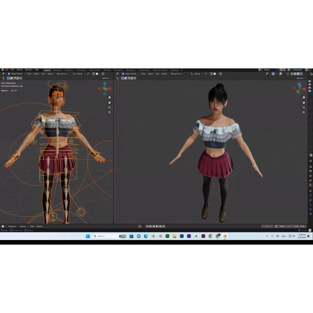 Wednesday Addams 3D Model – High Details Rigged Character, PBR 8K - View 20