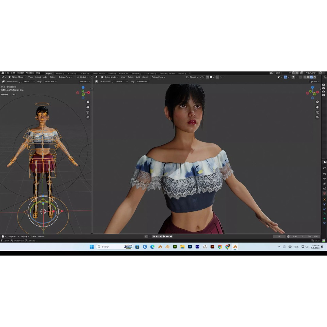 Wednesday Addams 3D Model – High Details Rigged Character, PBR 8K - View 3