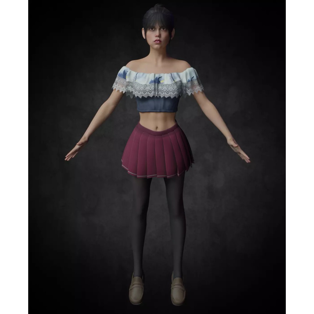 Wednesday Addams 3D Model – High Details Rigged Character, PBR 8K - View 6