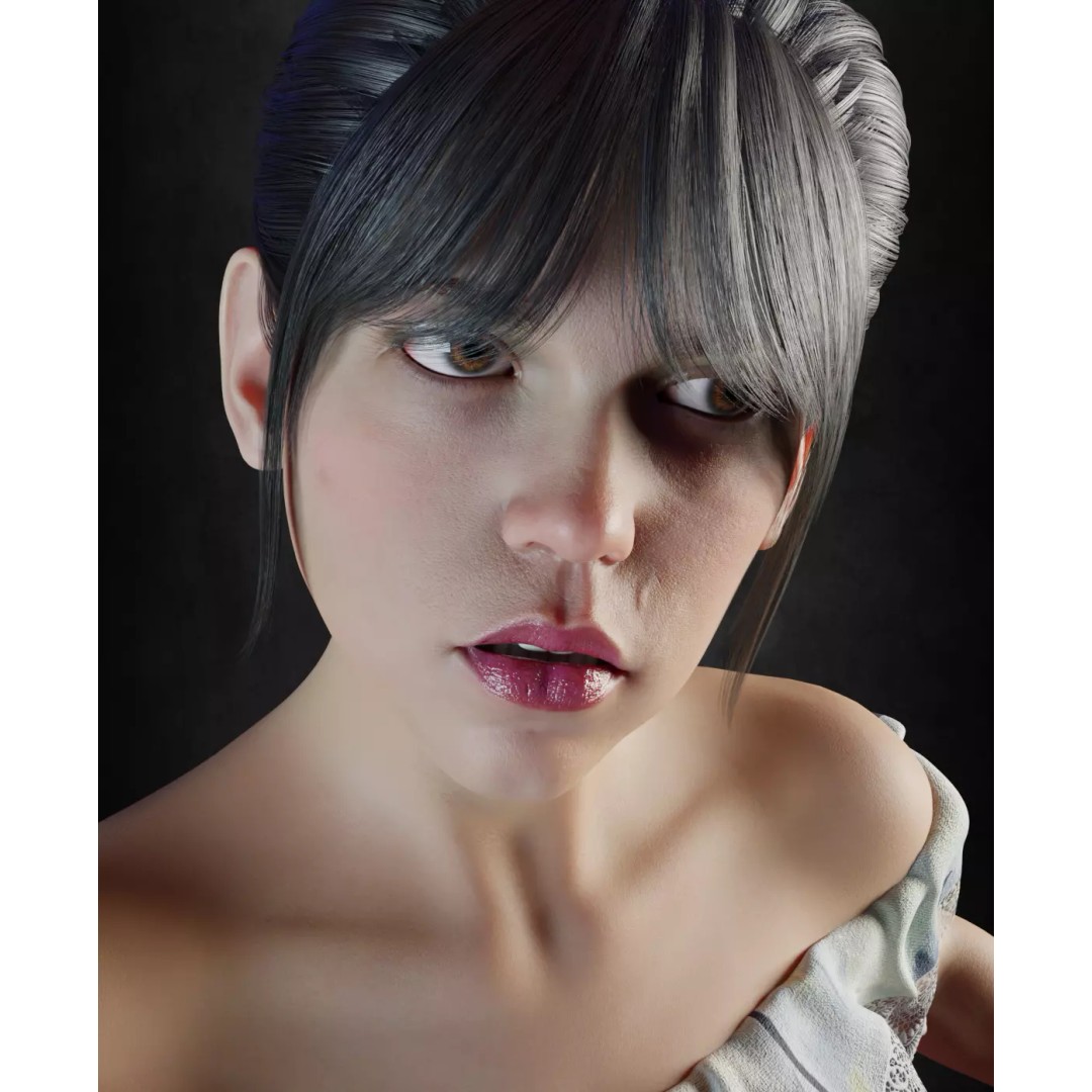 Wednesday Addams 3D Model – High Details Rigged Character, PBR 8K - View 8