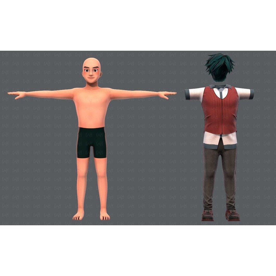 Base ManV06 Cartoon Character 3D Model – Low Poly, Game Ready, FBX - View 3