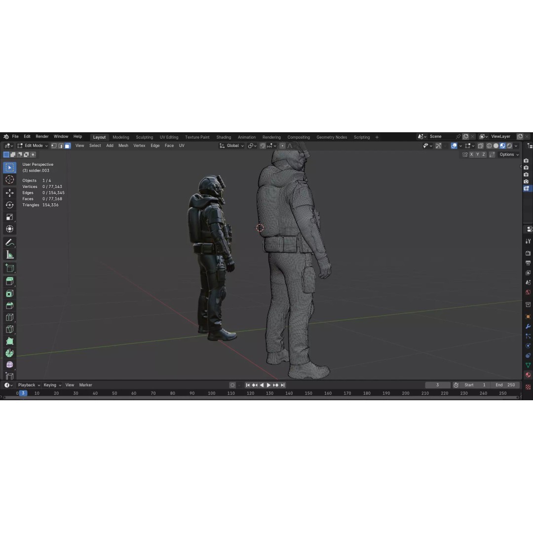 Armed Special Forces Soldier 3D Model – Low Poly Game Asset, FBX