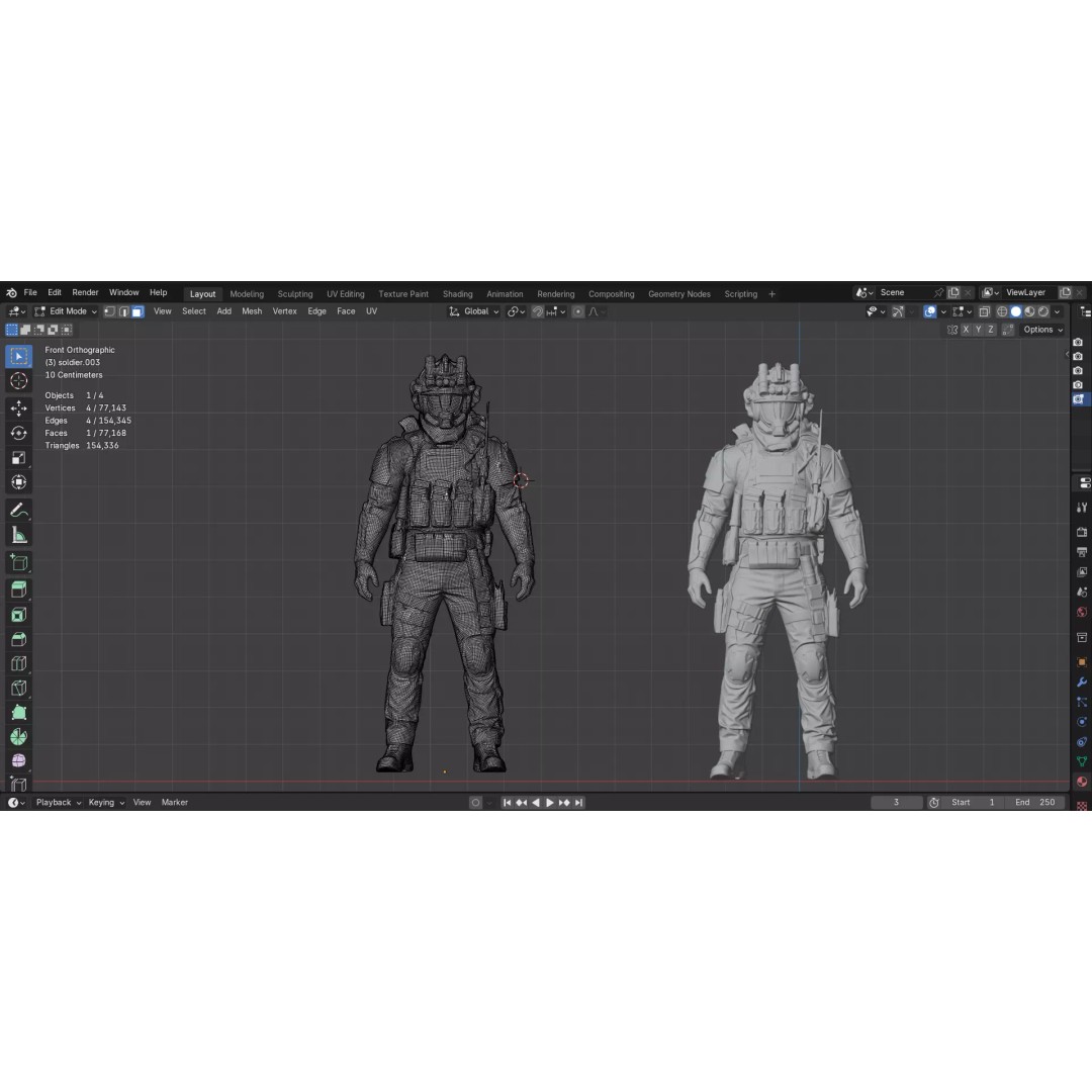 Armed Special Forces Soldier 3D Model – Low Poly Game Asset, FBX - View 10