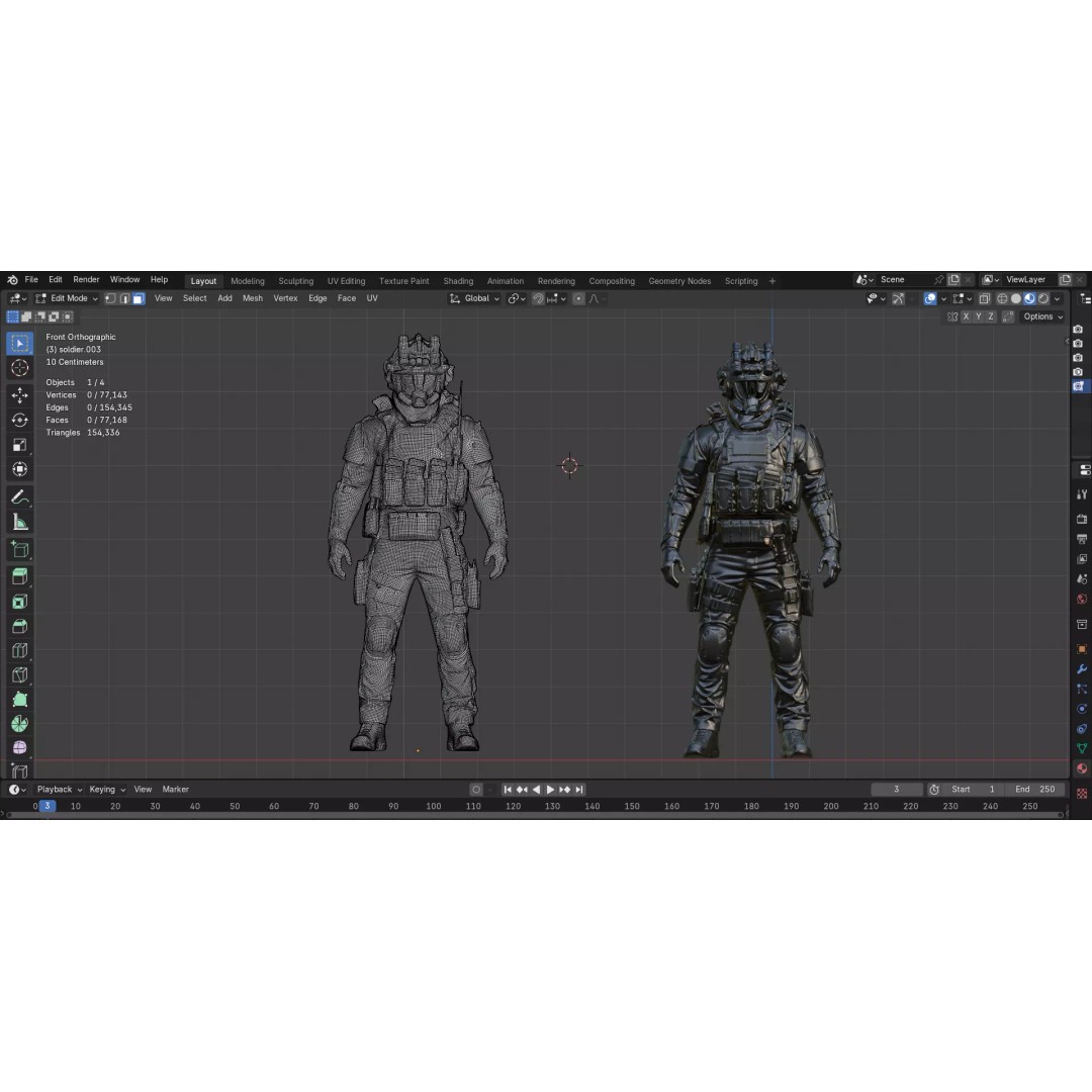 Armed Special Forces Soldier 3D Model – Low Poly Game Asset, FBX - View 11