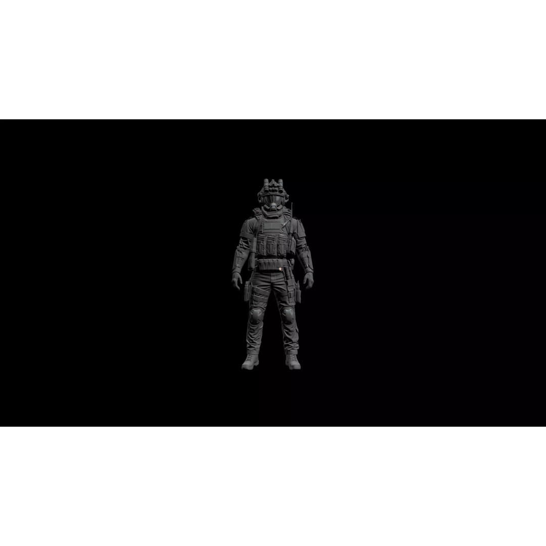 Armed Special Forces Soldier 3D Model – Low Poly Game Asset, FBX - View 3
