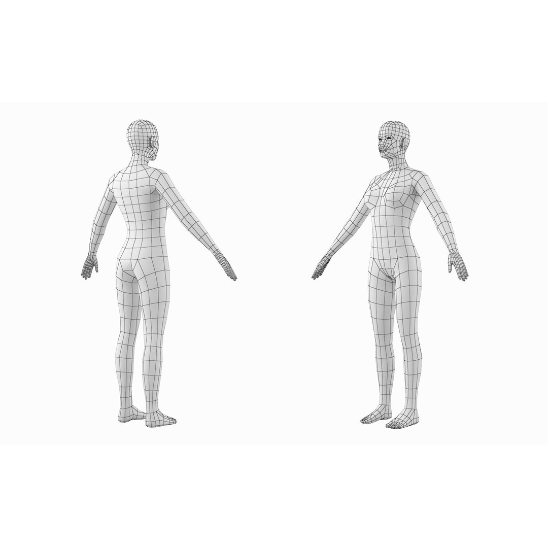 Natural Female 3D Model – Low Poly Base Mesh, FBX, Blender - View 17