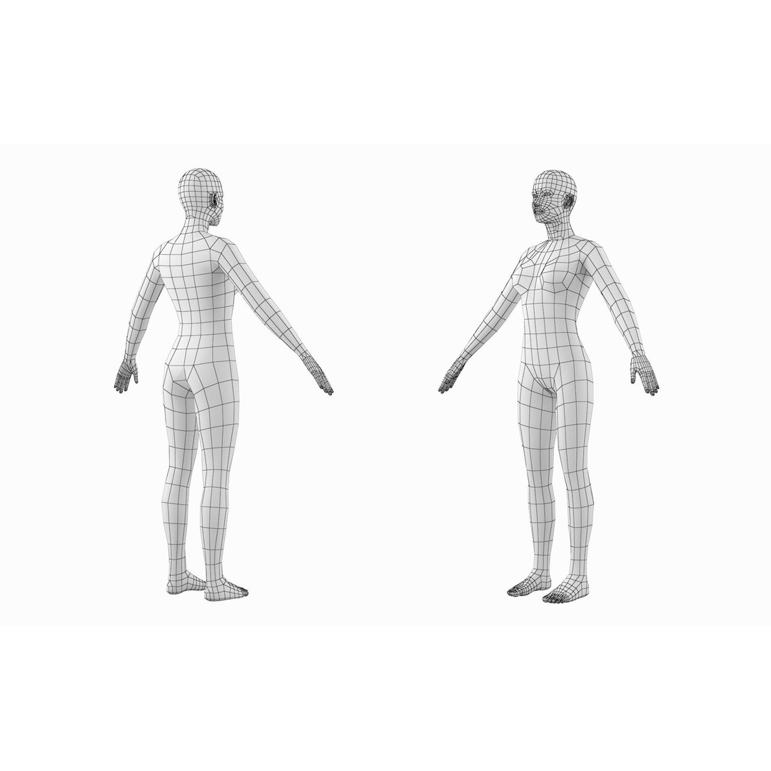 Natural Female 3D Model – Low Poly Base Mesh, FBX, Blender - View 18