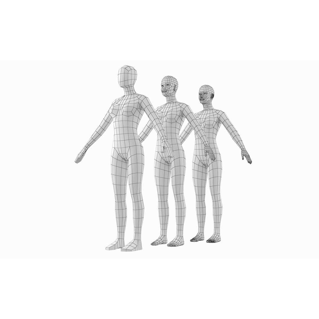 Natural Female 3D Model – Low Poly Base Mesh, FBX, Blender - View 3