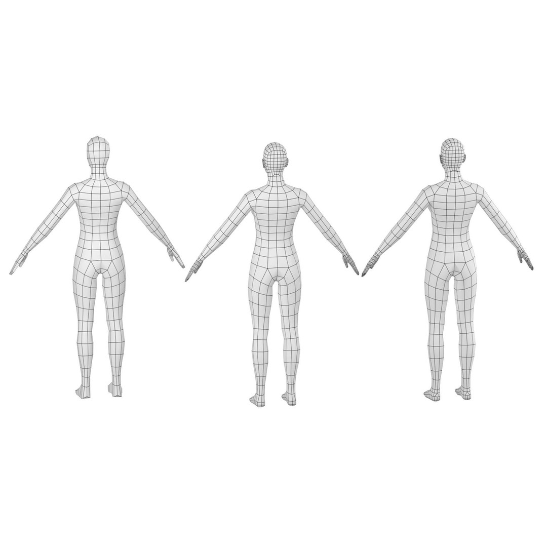 Natural Female 3D Model – Low Poly Base Mesh, FBX, Blender - View 9