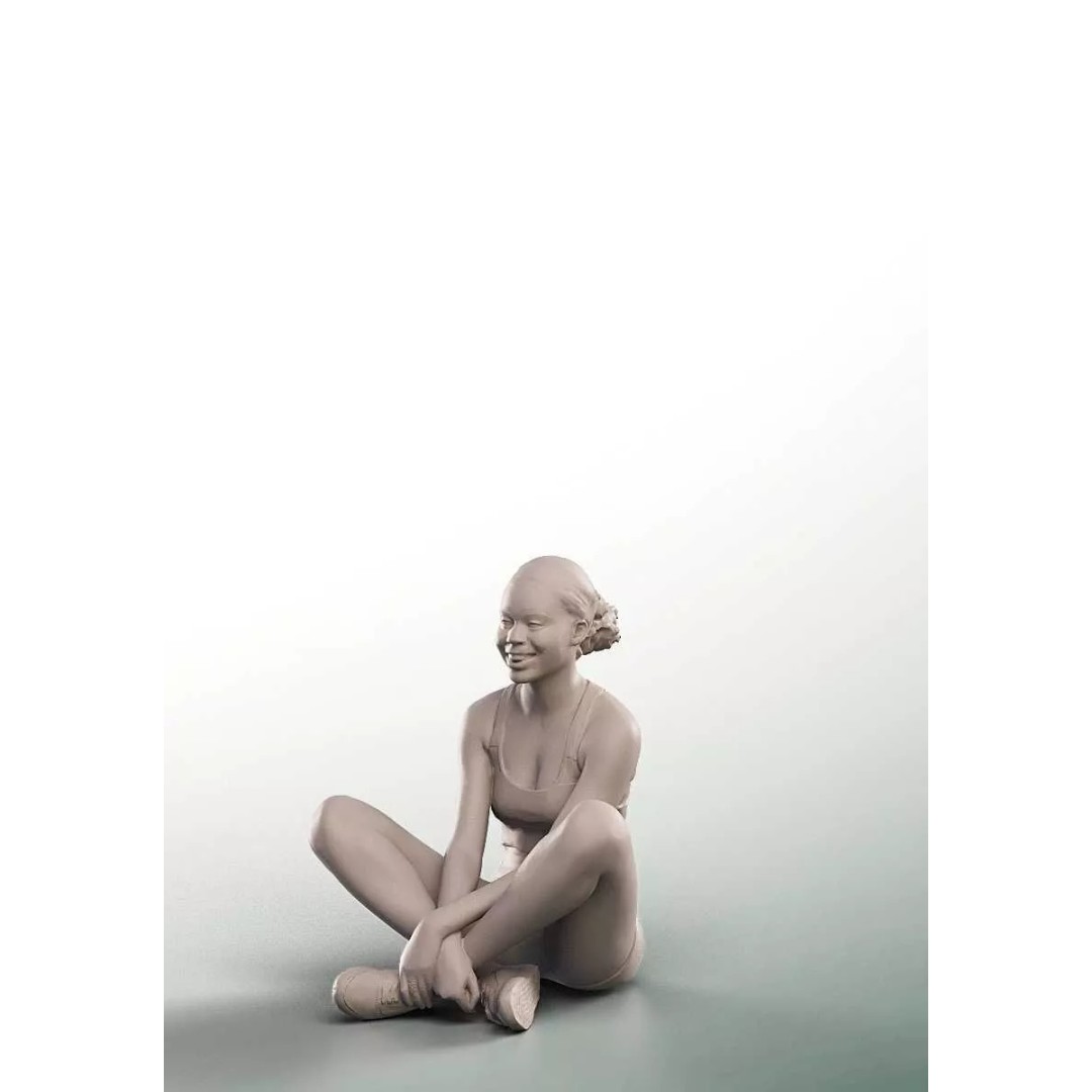 Serina 3D Model – Low Poly Young Woman Sitting, FBX, PBR Textures