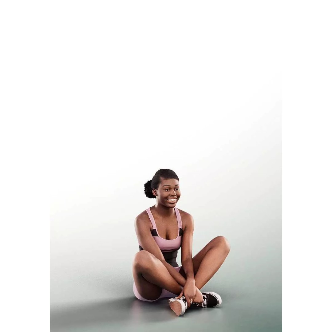 Serina 3D Model – Low Poly Young Woman Sitting, FBX, PBR Textures - View 2