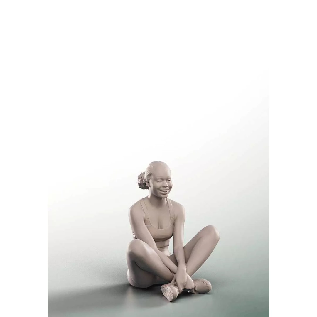 Serina 3D Model – Low Poly Young Woman Sitting, FBX, PBR Textures - View 3