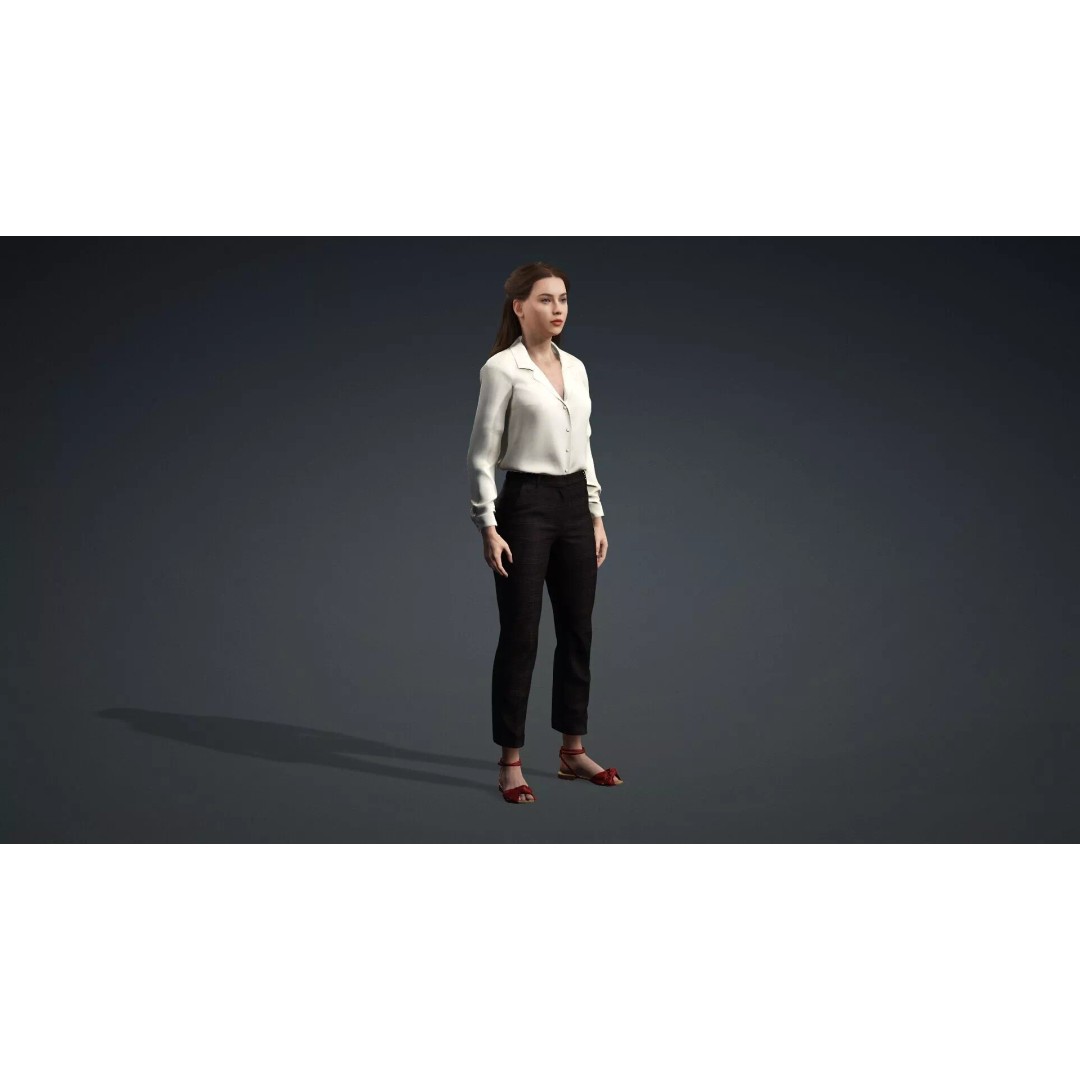 Beautiful Woman Character 3D Model – Rigged Game Asset, FBX - View 11