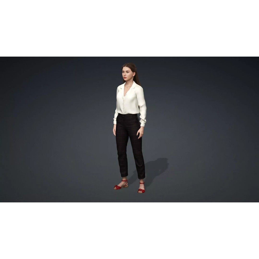 Beautiful Woman Character 3D Model – Rigged Game Asset, FBX - View 12