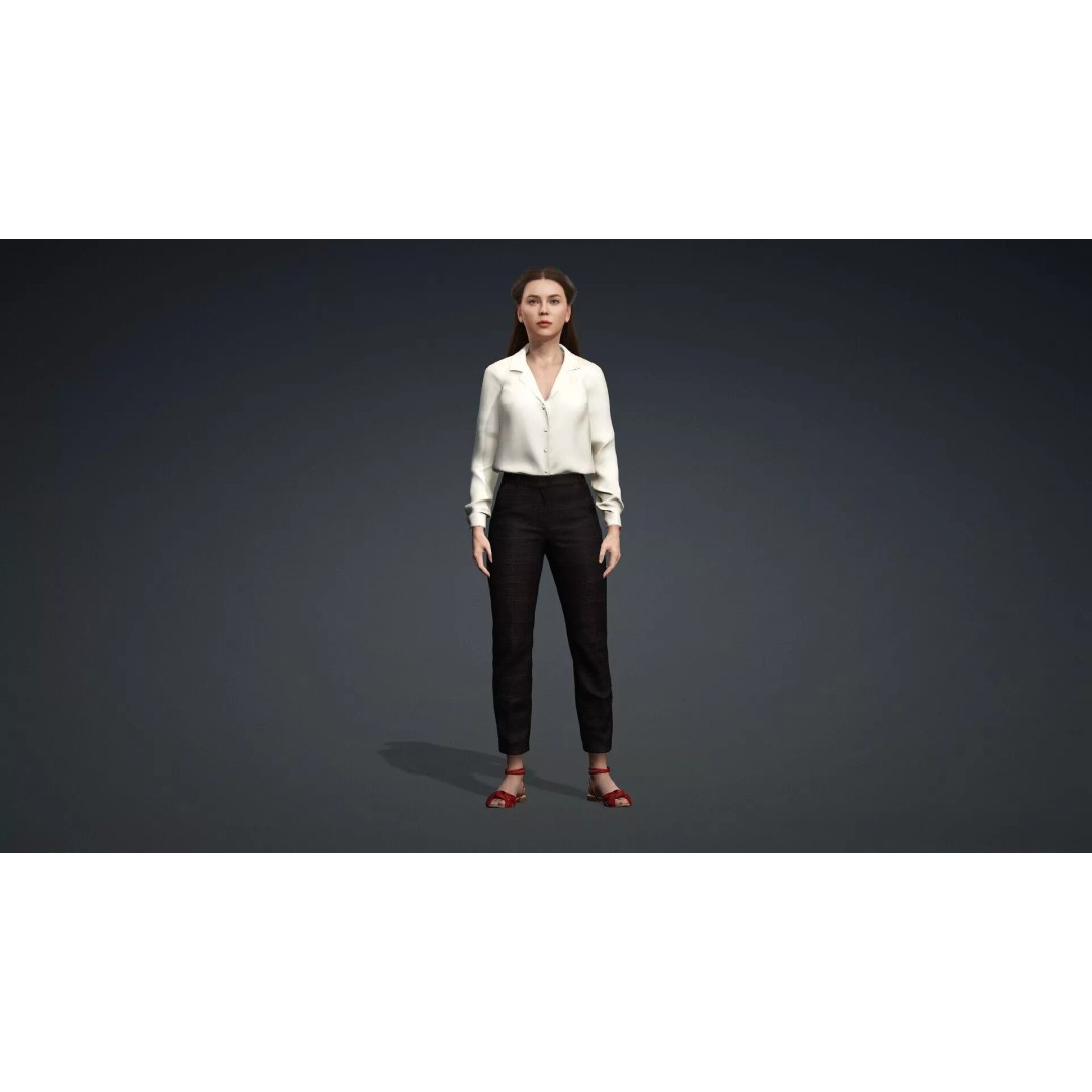 Beautiful Woman Character 3D Model – Rigged Game Asset, FBX - View 3