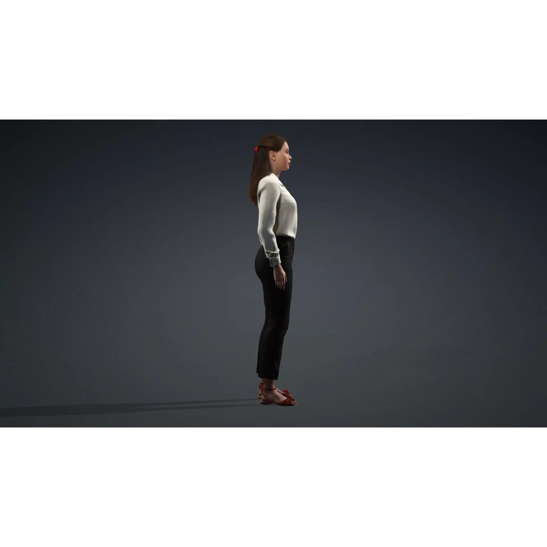 Beautiful Woman Character 3D Model – Rigged Game Asset, FBX - View 4