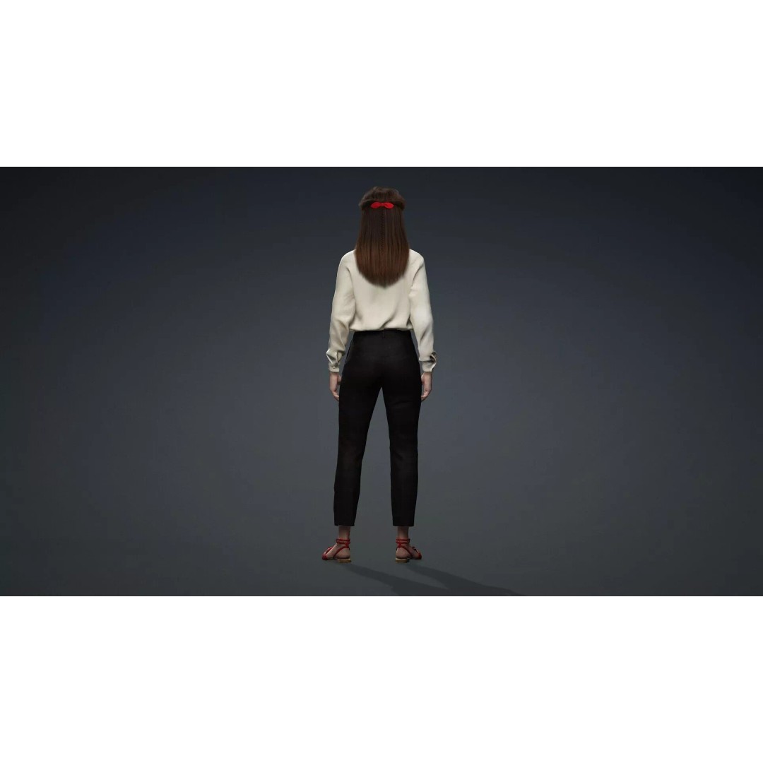 Beautiful Woman Character 3D Model – Rigged Game Asset, FBX - View 6