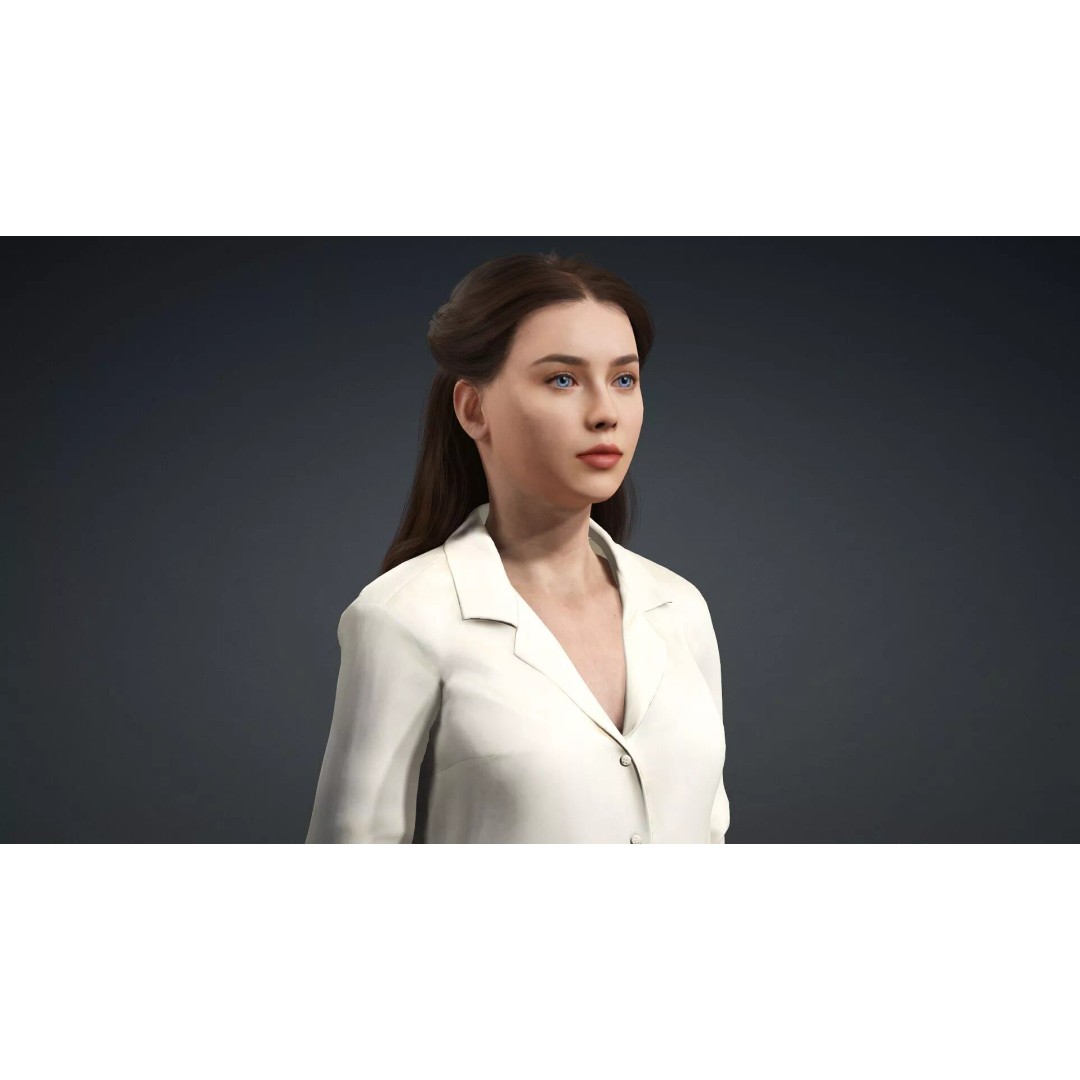 Beautiful Woman Character 3D Model – Rigged Game Asset, FBX - View 9