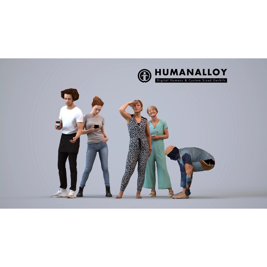 Basics0837 3D Model – Casual Standing Characters Set, FBX, PBR - View 2