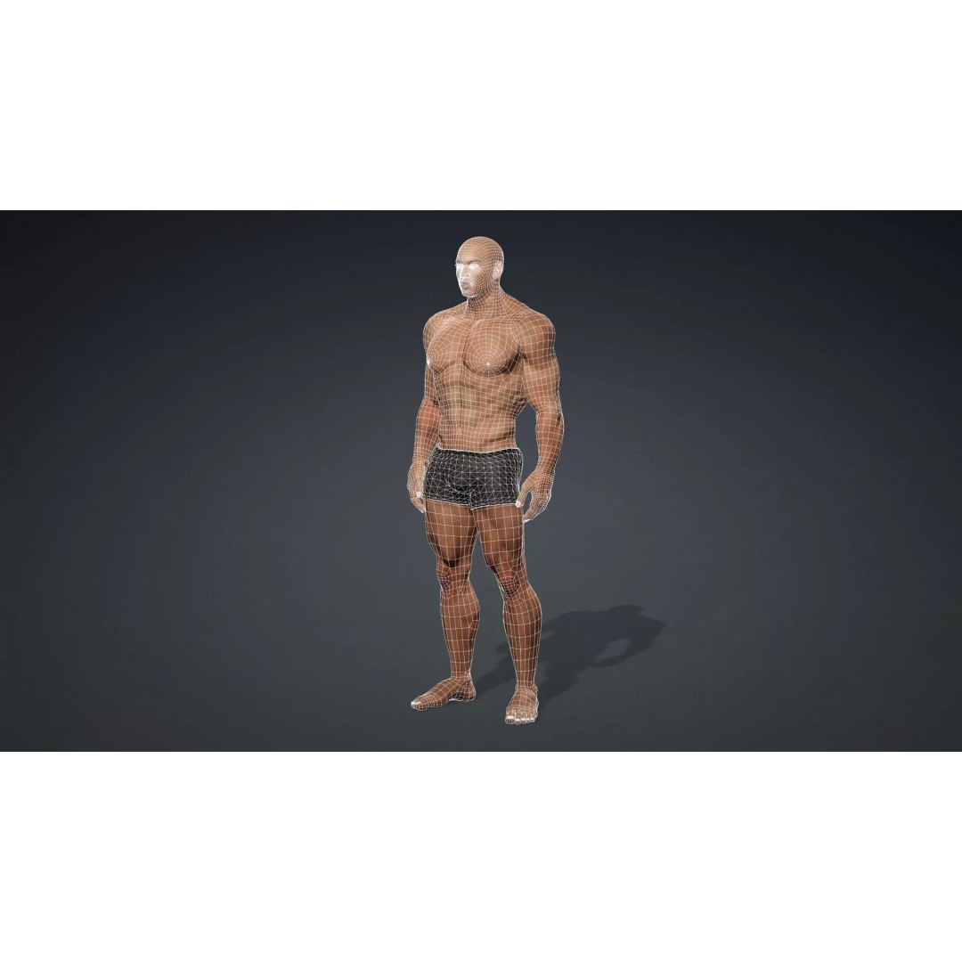 Muscular Black Male Character 3D Model – Rigged PBR Game Asset, FBX