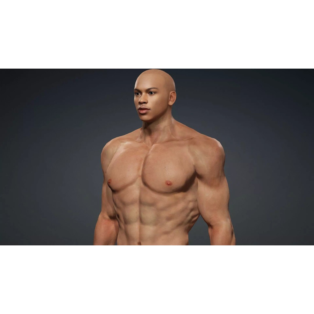 Muscular Black Male Character 3D Model – Rigged PBR Game Asset, FBX - View 10