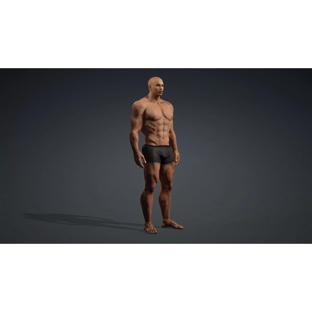 Muscular Black Male Character 3D Model – Rigged PBR Game Asset, FBX - View 11