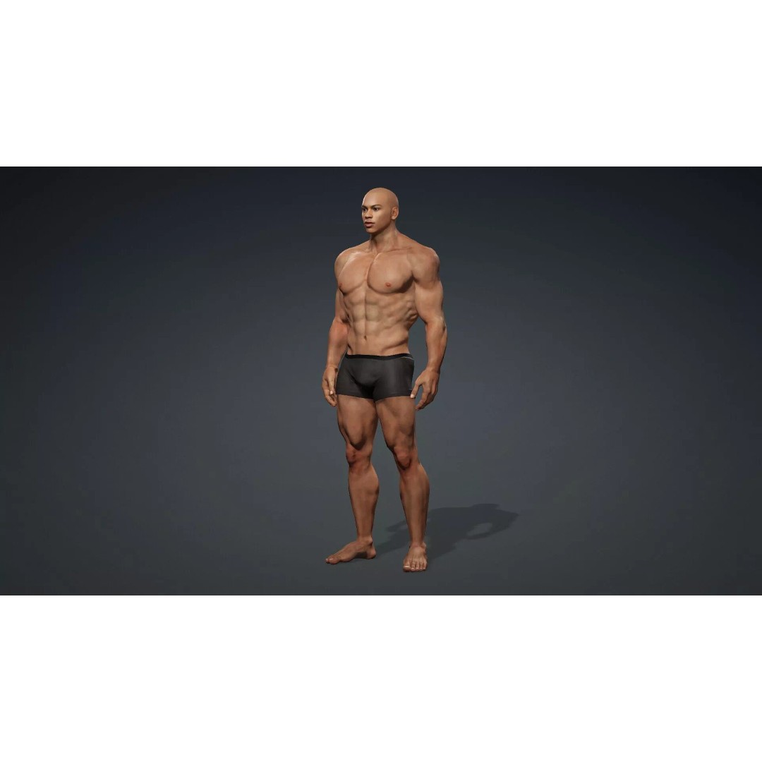 Muscular Black Male Character 3D Model – Rigged PBR Game Asset, FBX - View 12