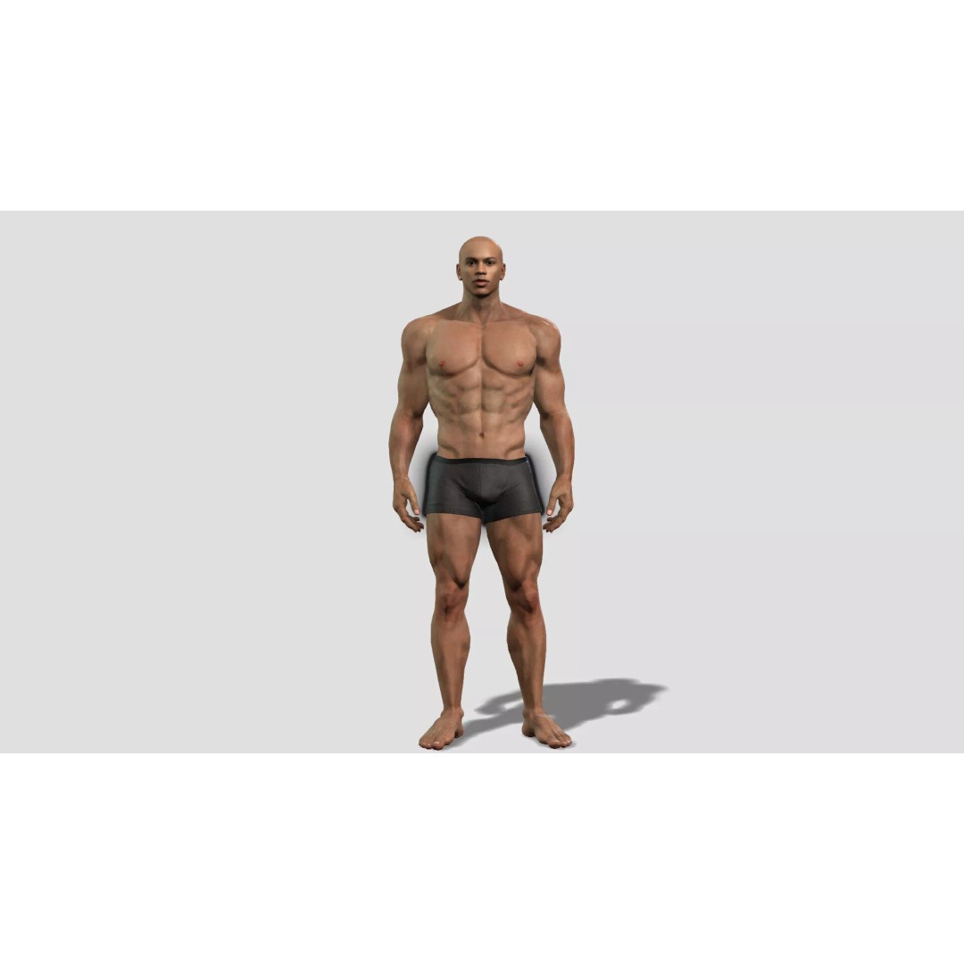 Muscular Black Male Character 3D Model – Rigged PBR Game Asset, FBX - View 2