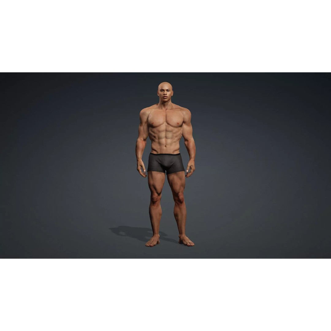 Muscular Black Male Character 3D Model – Rigged PBR Game Asset, FBX - View 3