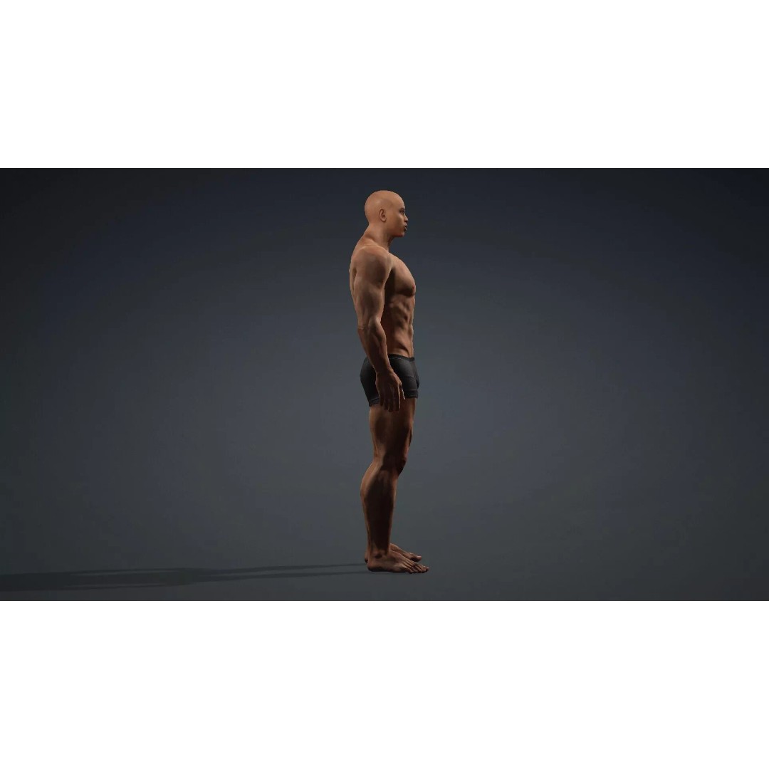 Muscular Black Male Character 3D Model – Rigged PBR Game Asset, FBX - View 4