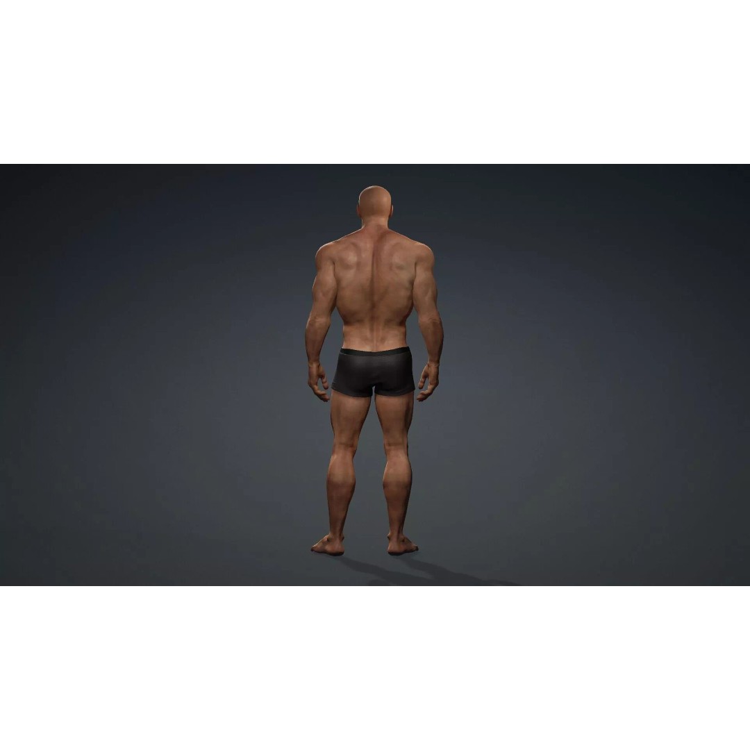 Muscular Black Male Character 3D Model – Rigged PBR Game Asset, FBX - View 6